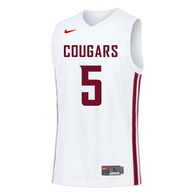 Washington State Cougars #5 TJ Bamba College Basketball Jerseys Sale-White
